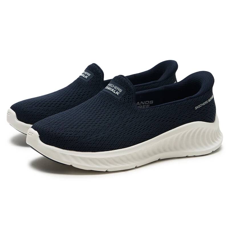 Skechers 125644-NVW Ladies Sli - Knit Fabric Lace Up Sneakers ulasan dan harga